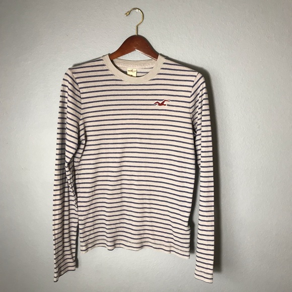 Hollister Gray & Navy Striped Thermal - Picture 1 of 4